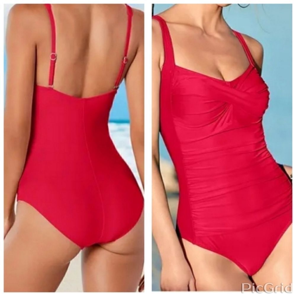 Sexy Red Twist Front one-piece Swimsuit